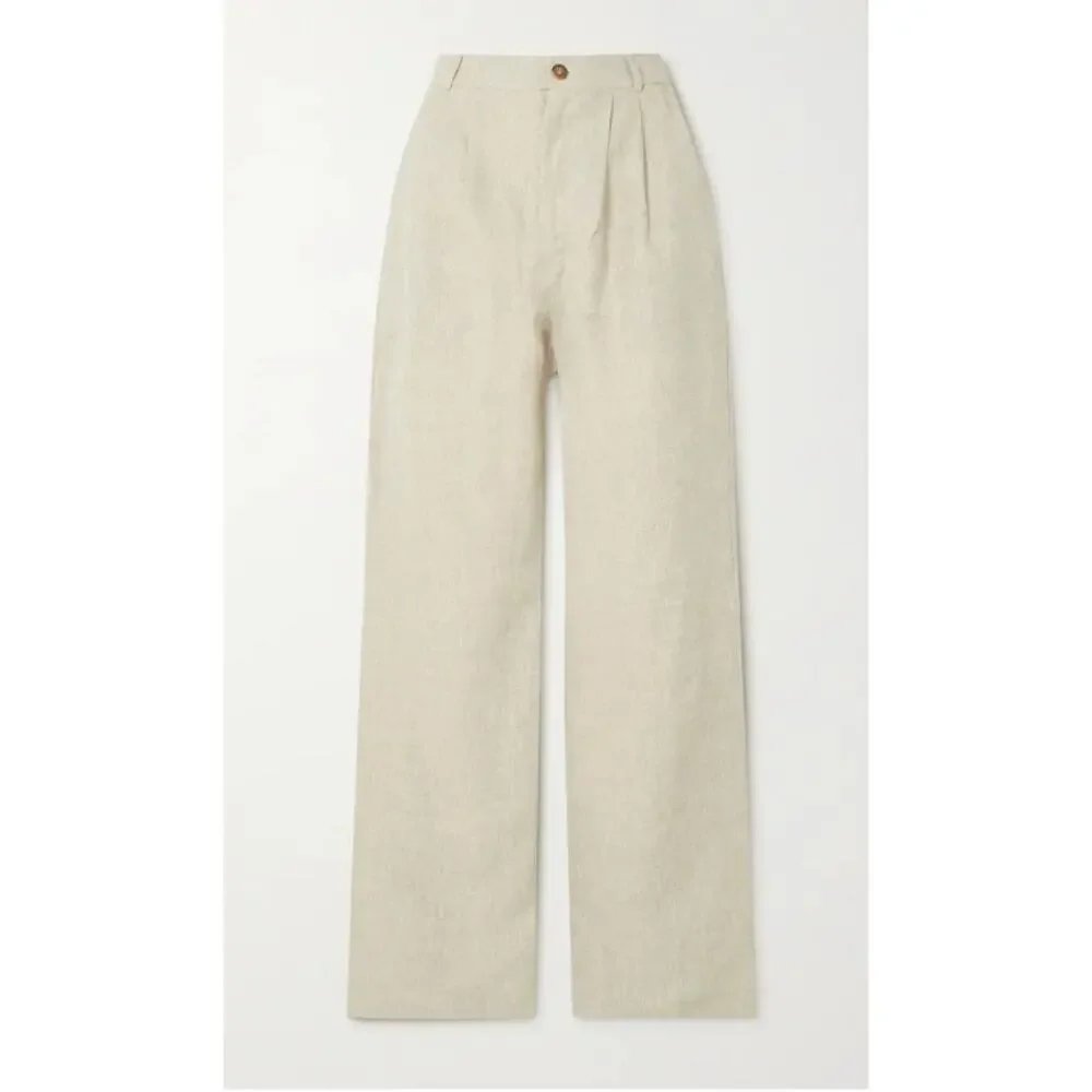 Reformation Pants 2 Mason Linen Pleated Wide Leg Beige Casual Summer Office Work
